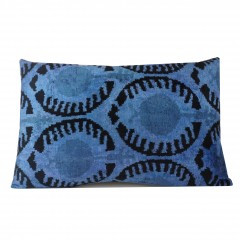 IKAT SILK UNIQUE BLUE BLACK PATTERN Q9     - CUSHIONS